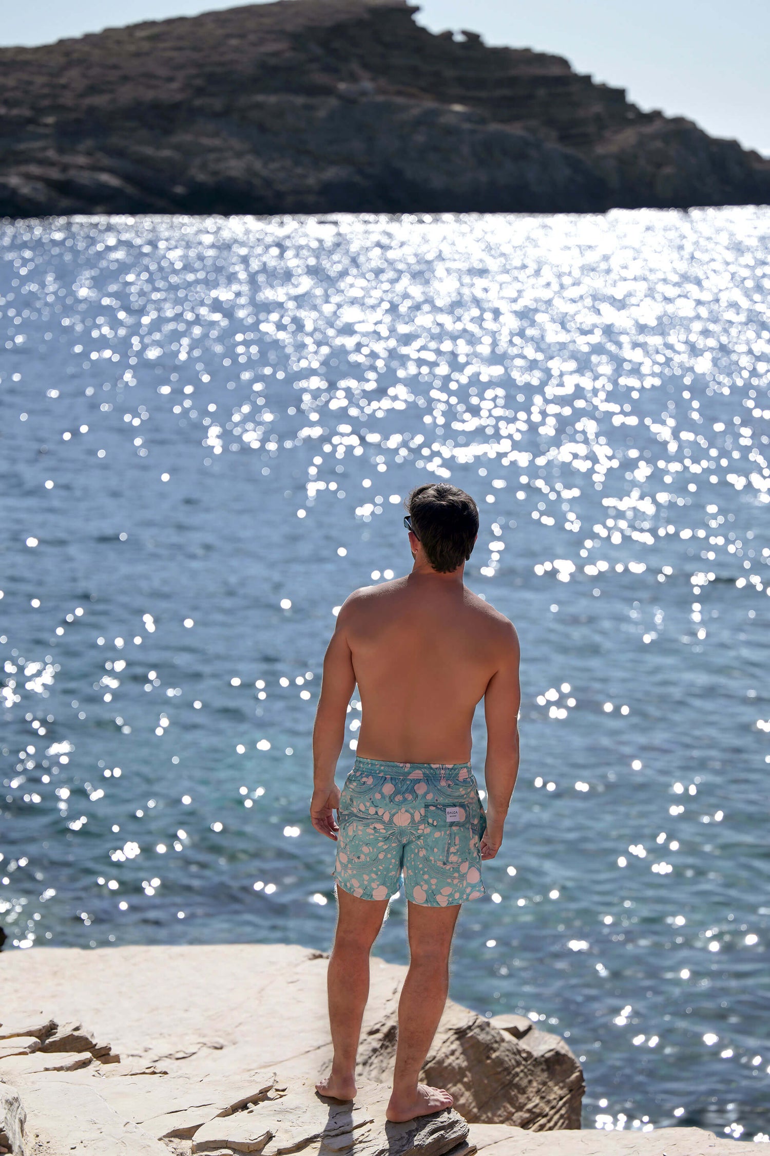 Sustainable Designer swim Trunks - Earth Pattern