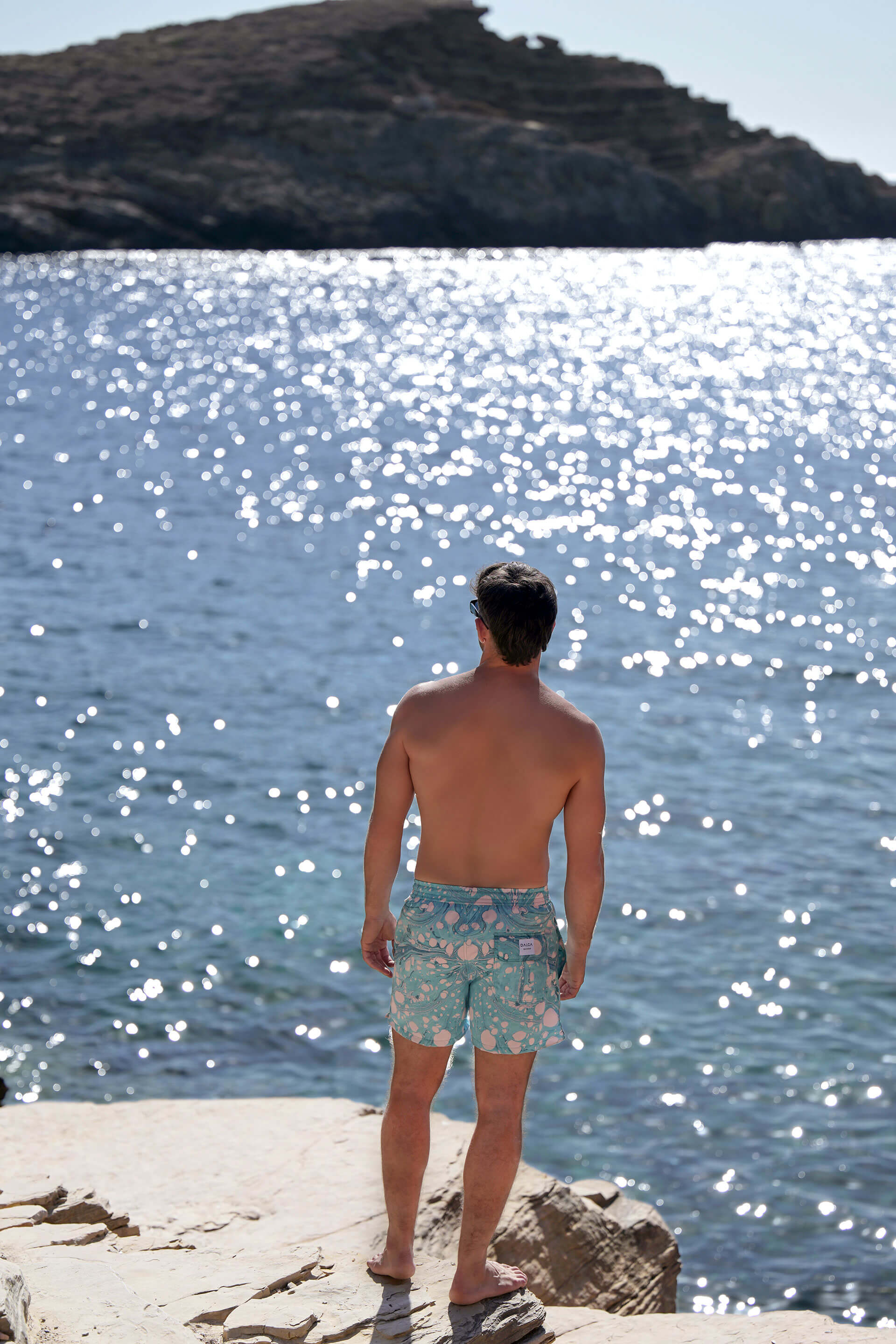 Sustainable Designer swim Trunks - Earth Pattern