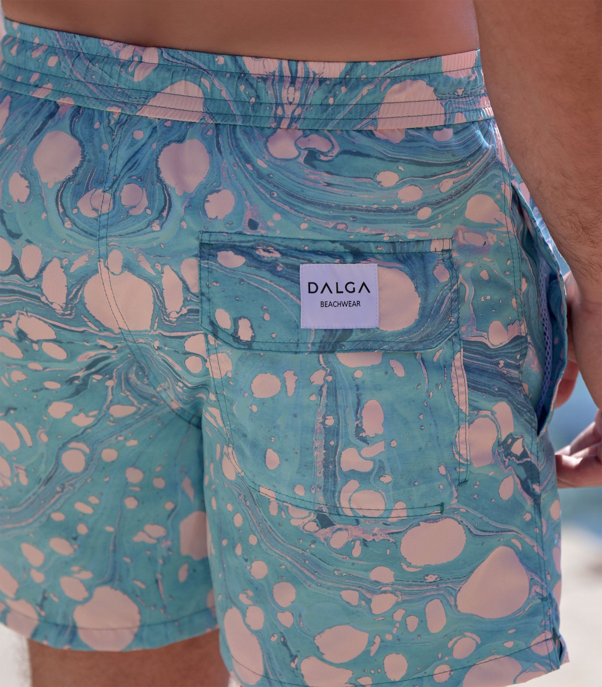 Sustainable Designer swim Trunks - Earth Pattern