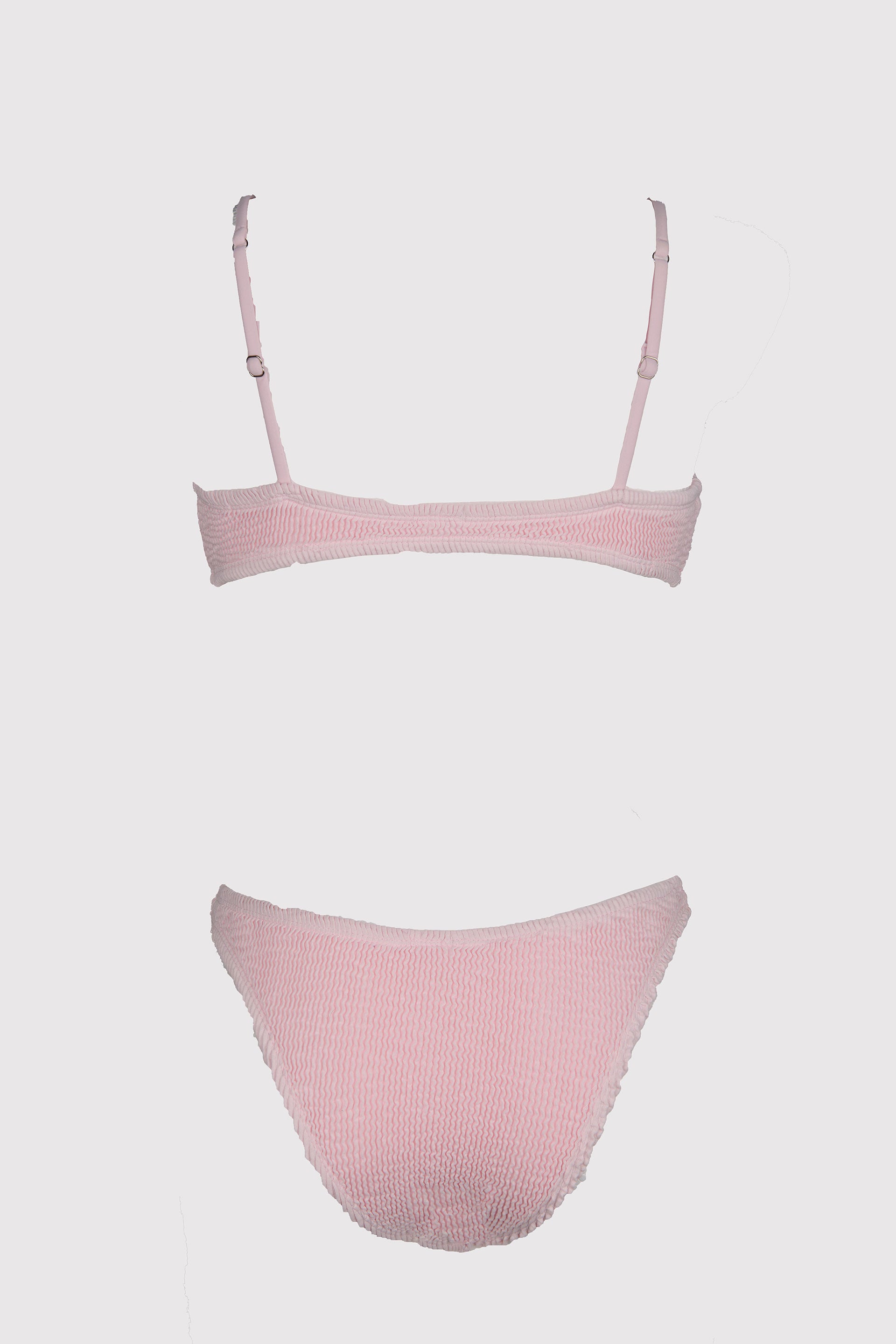 Crinkle two-piece rose bikini set