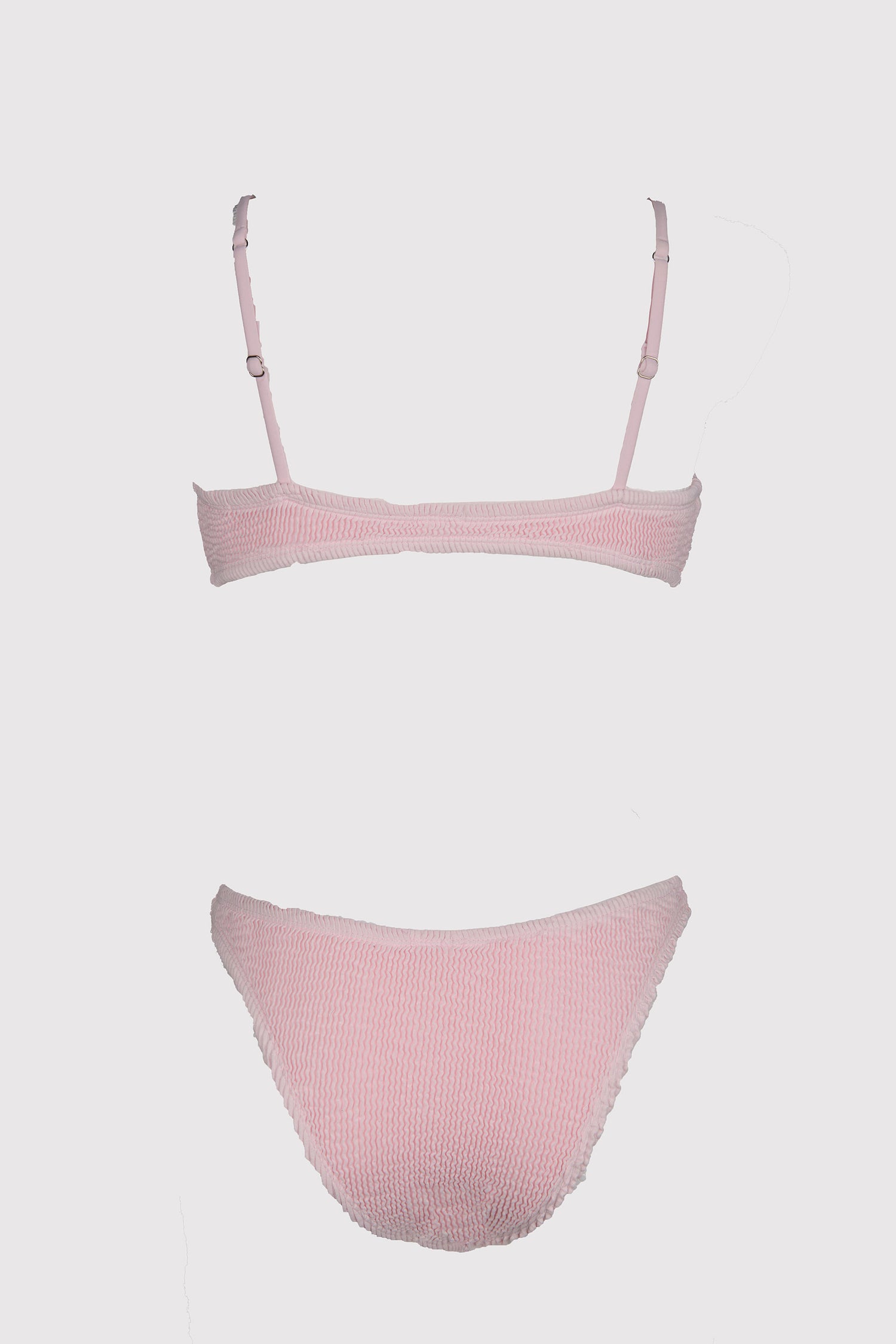 Crinkle Zweiteiliger Rosa Bikini Set